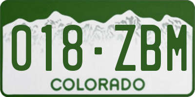 CO license plate 018ZBM