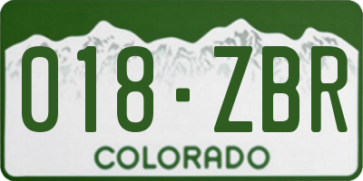 CO license plate 018ZBR