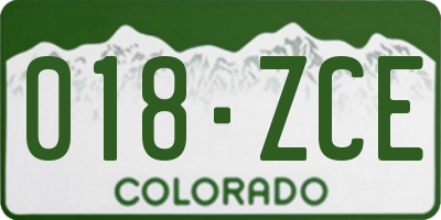 CO license plate 018ZCE