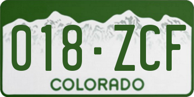 CO license plate 018ZCF