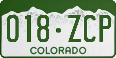 CO license plate 018ZCP
