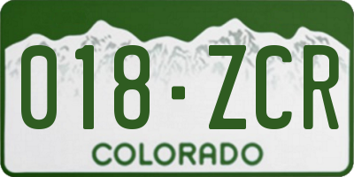 CO license plate 018ZCR