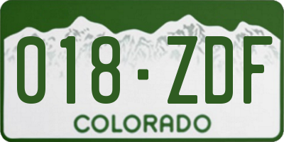 CO license plate 018ZDF