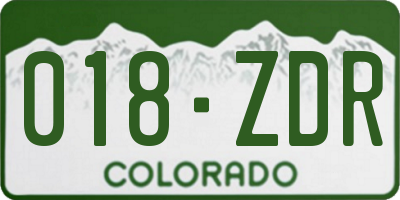 CO license plate 018ZDR
