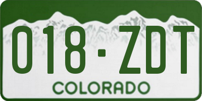 CO license plate 018ZDT