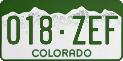 CO license plate 018ZEF