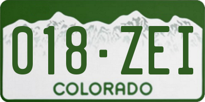 CO license plate 018ZEI