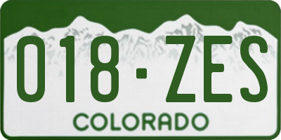 CO license plate 018ZES