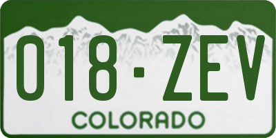 CO license plate 018ZEV