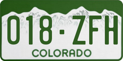 CO license plate 018ZFH