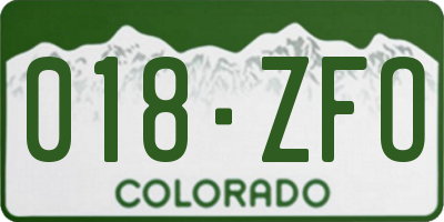 CO license plate 018ZFO