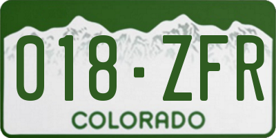 CO license plate 018ZFR