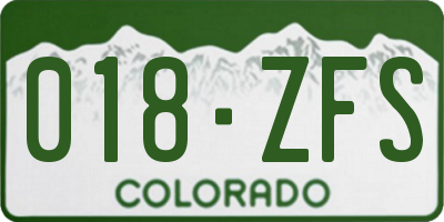 CO license plate 018ZFS