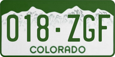 CO license plate 018ZGF