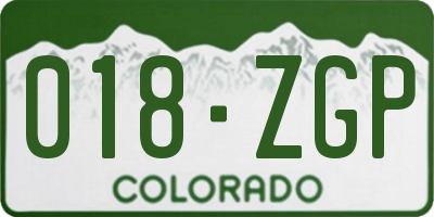CO license plate 018ZGP
