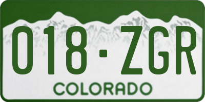 CO license plate 018ZGR