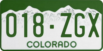 CO license plate 018ZGX