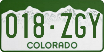 CO license plate 018ZGY