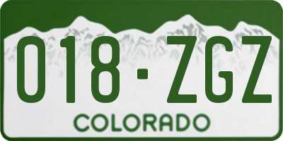 CO license plate 018ZGZ