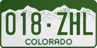 CO license plate 018ZHL