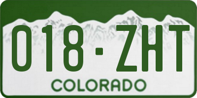 CO license plate 018ZHT