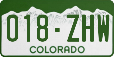 CO license plate 018ZHW