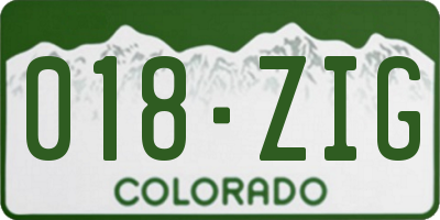 CO license plate 018ZIG
