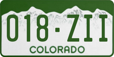 CO license plate 018ZII