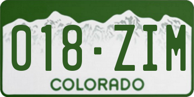 CO license plate 018ZIM