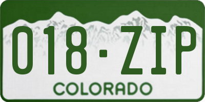 CO license plate 018ZIP