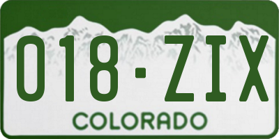 CO license plate 018ZIX