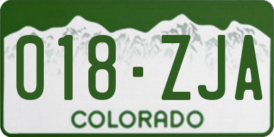 CO license plate 018ZJA