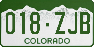 CO license plate 018ZJB