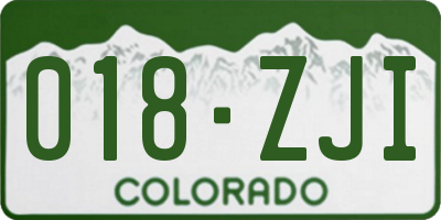 CO license plate 018ZJI