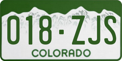 CO license plate 018ZJS