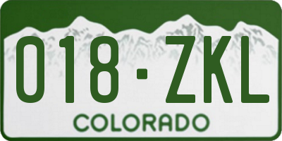 CO license plate 018ZKL