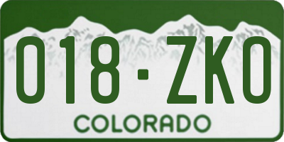 CO license plate 018ZKO