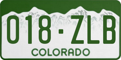 CO license plate 018ZLB