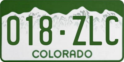 CO license plate 018ZLC