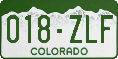CO license plate 018ZLF