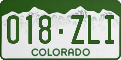 CO license plate 018ZLI
