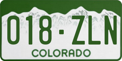 CO license plate 018ZLN