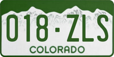 CO license plate 018ZLS