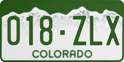 CO license plate 018ZLX