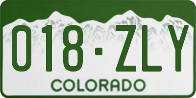 CO license plate 018ZLY
