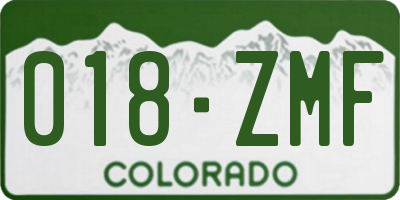 CO license plate 018ZMF