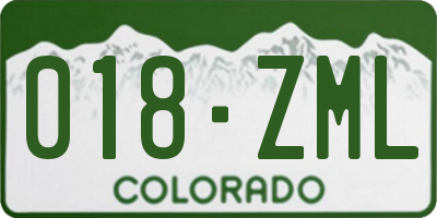 CO license plate 018ZML