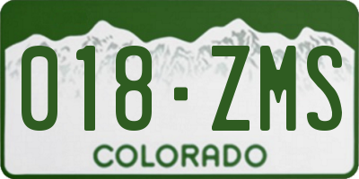 CO license plate 018ZMS
