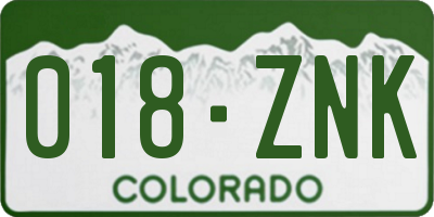 CO license plate 018ZNK