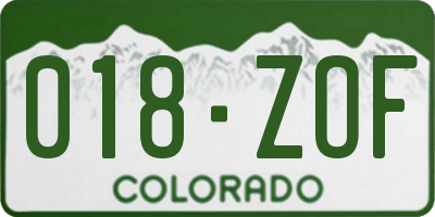 CO license plate 018ZOF